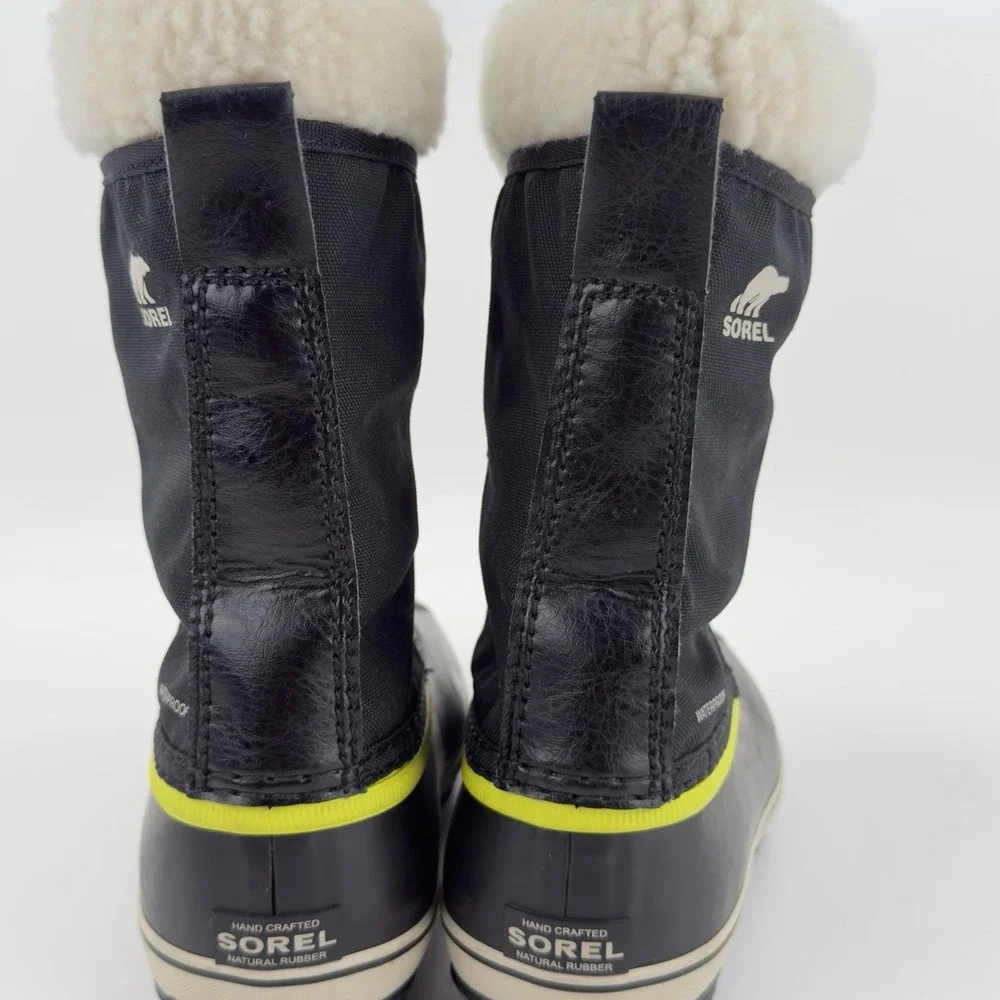 Sorel Yoot Pac Nylon Waterproof Snow Boots Big Kids Youth 5 Black Neon NY5191